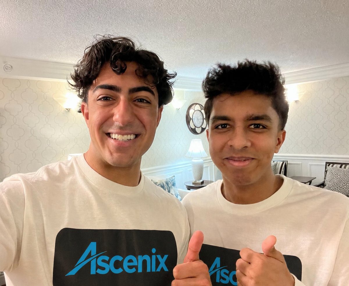 Ascenix co-founders Ayaan, on the left, and Rishi, in a care home
